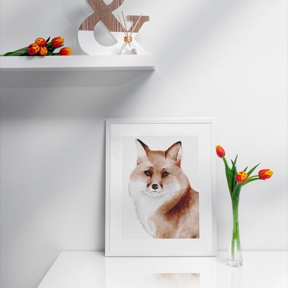 Watercolor Fox Portrait Wall Art Print Poster Unframed - Picture 8 of 15